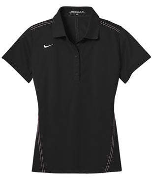 Black Nike Dri-FIT Ladies Sport Swoosh Pique Polo With Logo