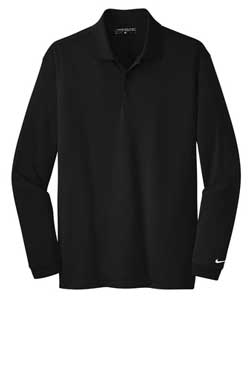 Black Nike Long Sleeve Dri-FIT Stretch Tech Polo With Logo