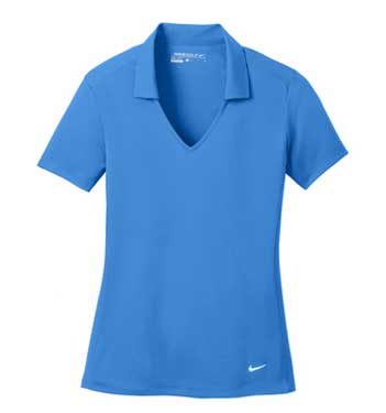 Brisk Blue Nike Ladies Dri-FIT Vertical Mesh Polo With Logo