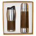 Brown Custom Leather Wrapped Thermos Gift Set