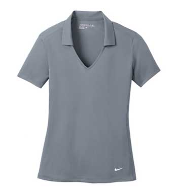 Cool Grey Nike Ladies Dri-FIT Vertical Mesh Polo With Logo