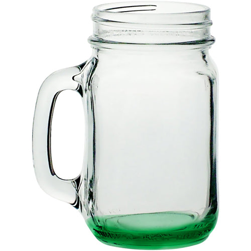 Green Custom 16oz Glass Mason Jar With Handle