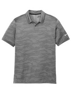 Grey Nike Dri-FIT Waves Jacquard Polo With Logo