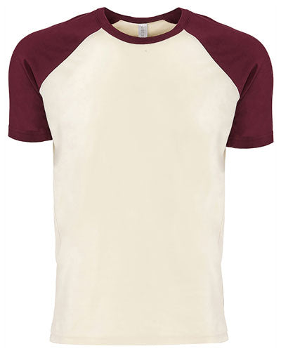 Maroon/ Natural Custom Next Level Unisex Raglan Short-Sleeve T-Shirt