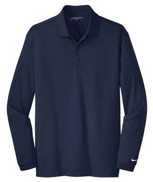 Midnight Navy Nike Tall Long Sleeve Dri-FIT Stretch Tech Polo With Logo