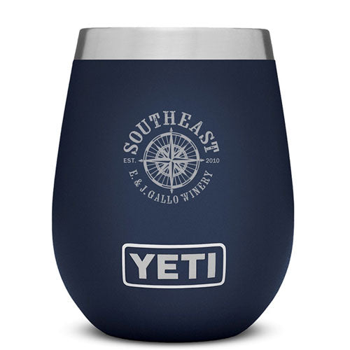 Navy Blue Custom Engraved 10 oz Yeti Stemless Wine Tumbler