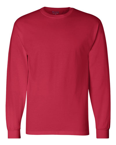 Red Custom Champion Long Sleeve T- Shirt