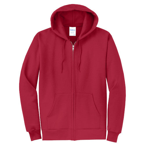 Red Custom Full Zip Hooded Sweatshirt