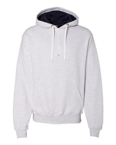 Silver Grey Custom Champion Cotton Max Hooded Quarter Zip Sweatshirt