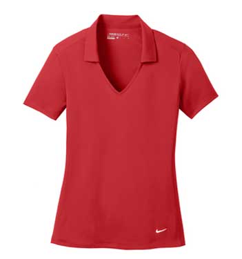 University Red Nike Ladies Dri-FIT Vertical Mesh Polo With Logo