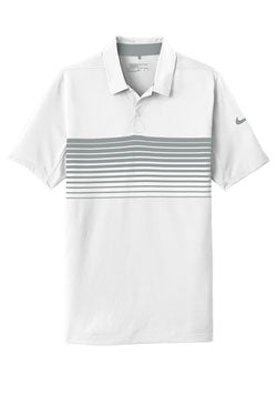 White/ Cool Grey Nike Dri-FIT Chest Stripe Polo With Logo