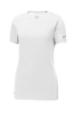 White Custom Nike Dri-FIT Ladies Cotton Feel T-Shirt
