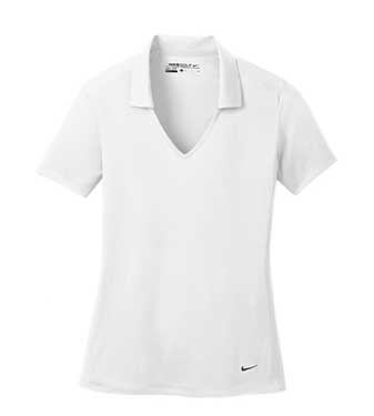 White Nike Ladies Dri-FIT Vertical Mesh Polo With Logo