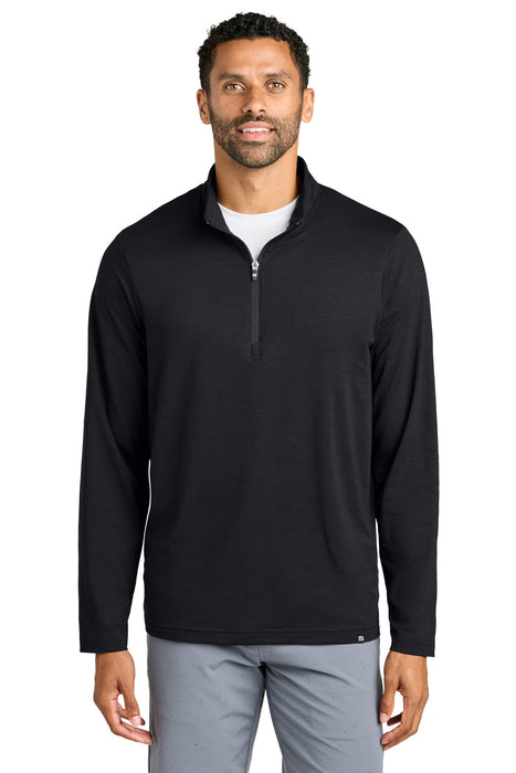 Front View of Black TravisMathew Crestview 1/4-Zip TM1MW452 plain
