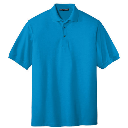 Turquoise Port Authority Silk Touch Polo With Logo