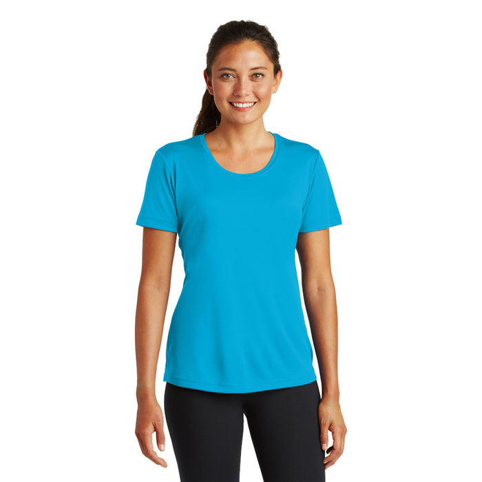 Atomic Blue Custom Ladies Dry Performance T-Shirt with logo