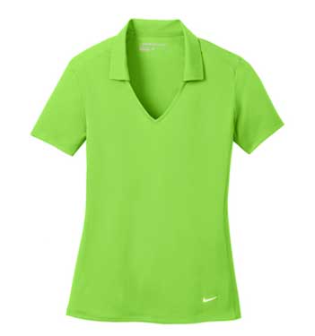 Action Green Nike Ladies Dri-FIT Vertical Mesh Polo With Logo