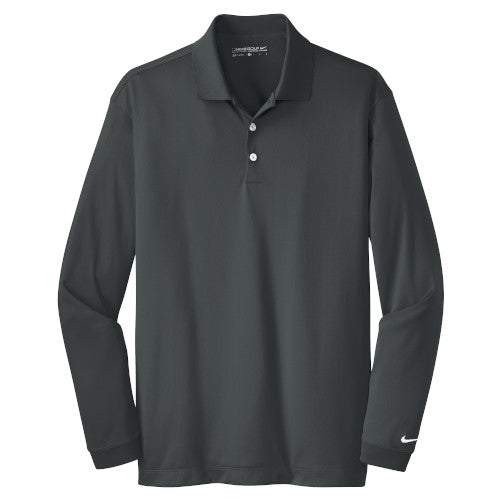 Anthracite Nike Dri-FIT Long Sleeve Golf Shirt WIth Logo