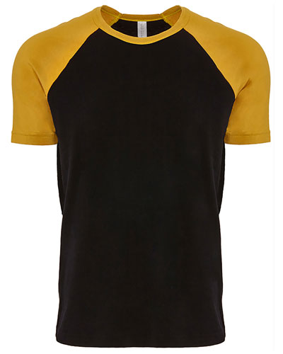 Next Level - Unisex Raglan Short-Sleeve T-Shirt-ANTQUE Gold/ blk-XS