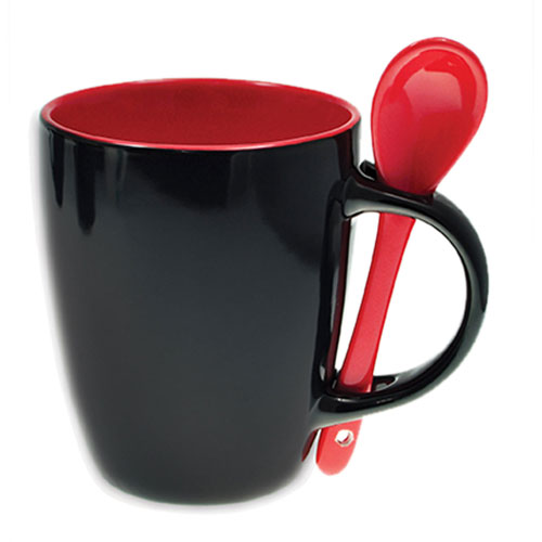 Black and Red Custom Spoon Coffee Mug