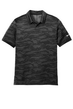Black Nike Dri-FIT Waves Jacquard Polo With Logo