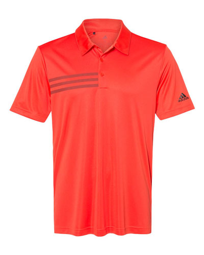 Blaze Orange Custom Adidas Chest Stripe Polo