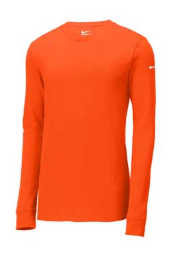 Brilliant Orange Custom Nike Cotton Long Sleeve Tee