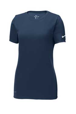 College Navy Custom Nike Dri-FIT Ladies Cotton Feel T-Shirt