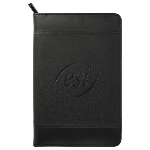 Black Custom Windsor Small Zippered Padfolio Notebpad with logo
