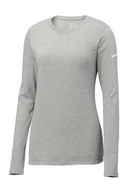 Dark Grey Heather Custom Nike Ladies Cotton Long Sleeve Tee