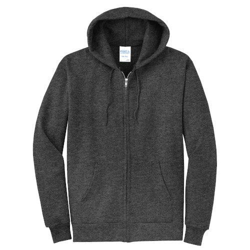 Dark Heather Grey Custom Full Zip Hooded Sweatshirt