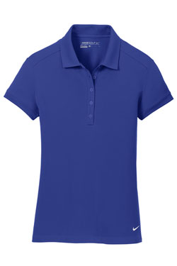 Deep Royal Blue Nike Ladies Dri-FIT Solid Icon Pique Modern Fit Polo With Logo