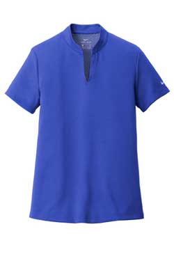Game Royal Nike Ladies Dri-FIT Hex Textured V-Neck Top With Logo