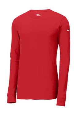 Gym Red Custom Nike Cotton Long Sleeve Tee