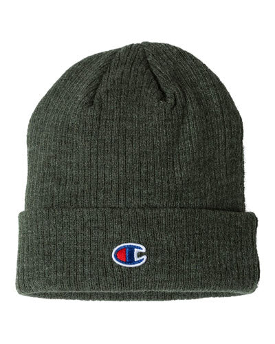 Heather Forest Custom Champion Ribbed Knit Cap