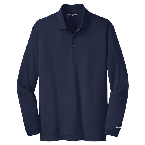 Midnight Navy Nike Dri-FIT Long Sleeve Golf Shirt WIth Logo