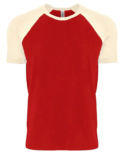 Natural/ Red Custom Next Level Unisex Raglan Short-Sleeve T-Shirt