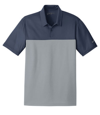 Navy/ Cool Grey Nike Dri-FIT Colorblock Micro Pique Polo With Logo