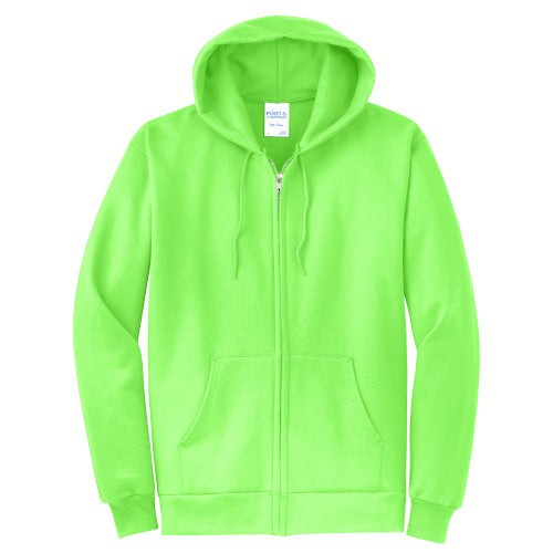 Neon Green Custom Full Zip Hooded Sweatshirt