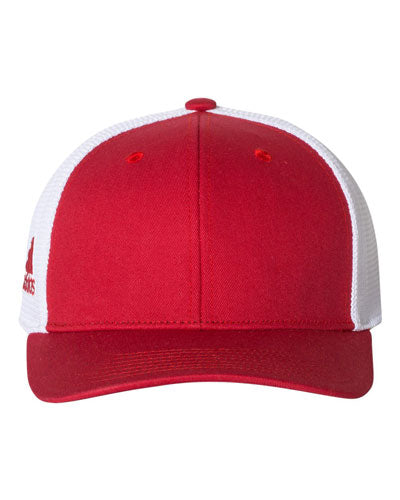Power Red/ White Custom Adidas - Mesh Back Colorblocked Cap