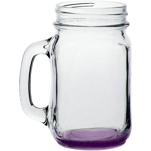 Purple Custom 16oz Glass Mason Jar With Handle