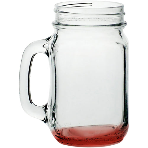 Red Custom 16oz Glass Mason Jar With Handle