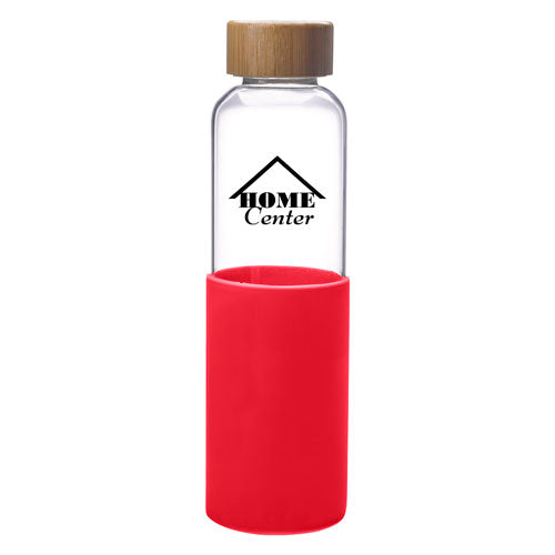 Red Custom Modern Glass Water Bottle