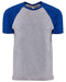 Royal/ Heather Grey Custom Next Level Unisex Raglan Short-Sleeve T-Shirt