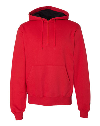 Scarlet Custom Champion Cotton Max Hooded Quarter Zip Sweatshirt