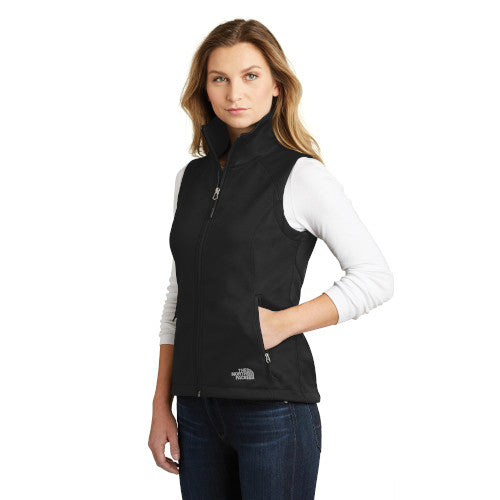 TNF Black Custom The North Face Ladies Soft Shell Vest Jacket with logo
