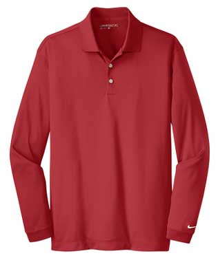 Varsity Red Nike Tall Long Sleeve Dri-FIT Stretch Tech Polo With Logo