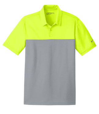 Volt/ Cool Grey Nike Dri-FIT Colorblock Micro Pique Polo With Logo
