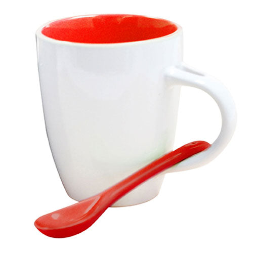 White and Red Custom Spoon Coffee Mug