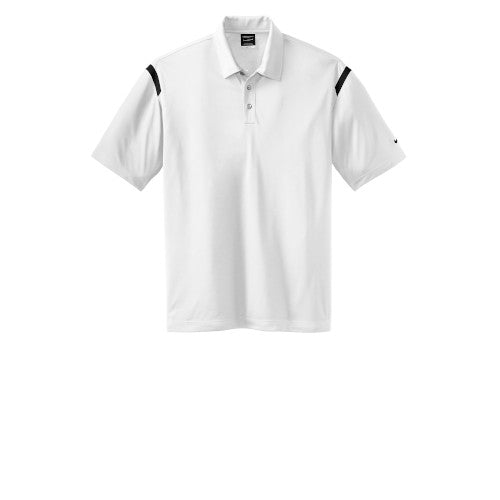 White/Black Nike Dri-FIT Shoulder Stripe Polo With Logo
